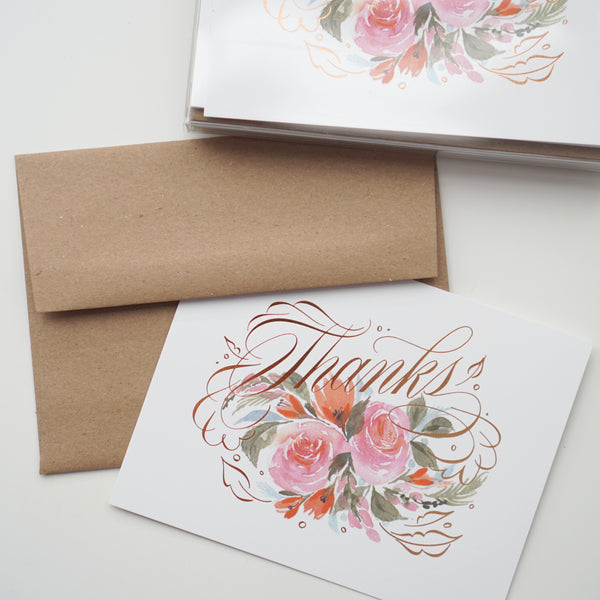 Copper Foil Thank You Cards